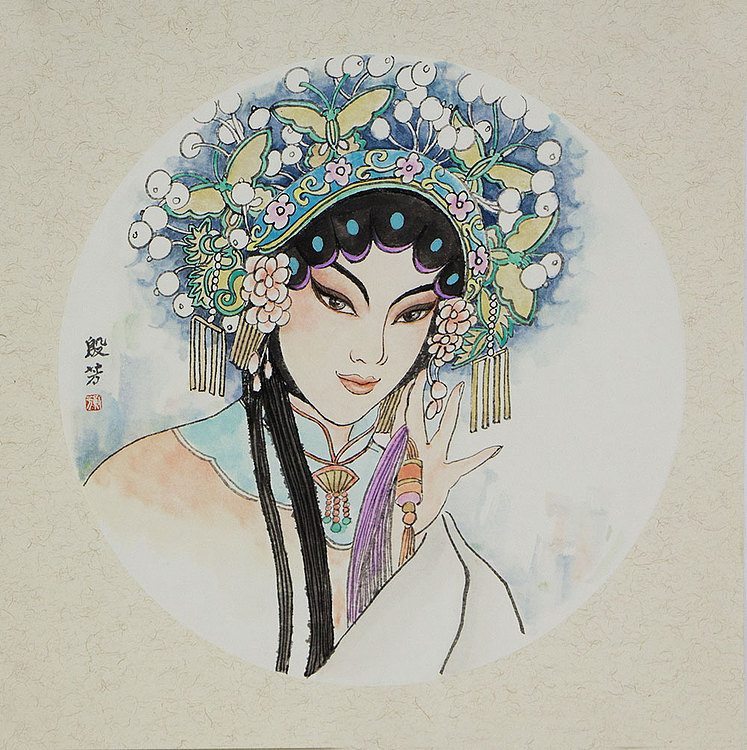 中国工笔画协会会员 殷芳 眉黛春山秀