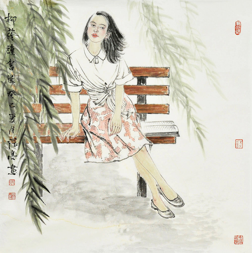 张亮人物画作品赏析:涌动激情的青春气息,温馨唯美的读书氛围