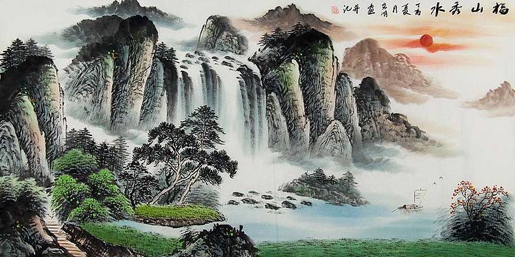 当代著名画家 宏明《五行鸿运.江山如画》
