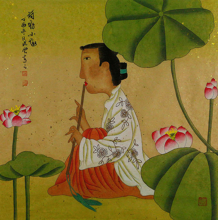 当代著名画家 梁丹 人物 国画