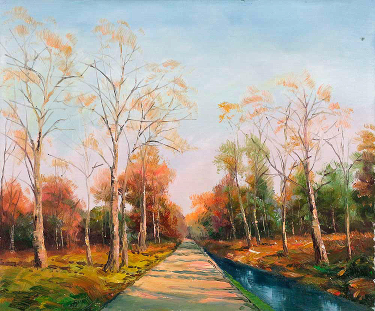 当代著名风景油画家 刘春建 《春日暖阳》风景 油画