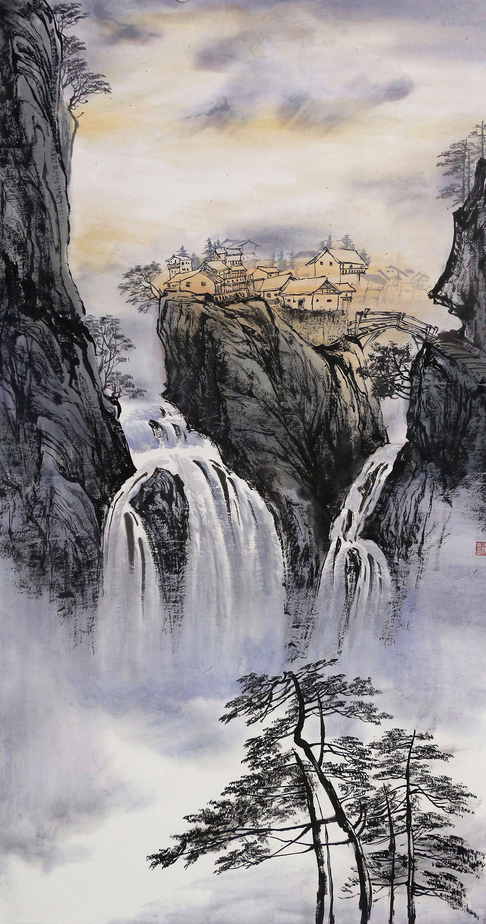 博宝·资讯 | 王彬丰国画山水作品赏析:飞瀑流泉,波光