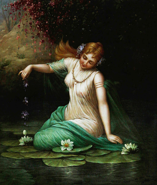 《许愿池边的少女》油画家吴朝明 欧洲古典 油画