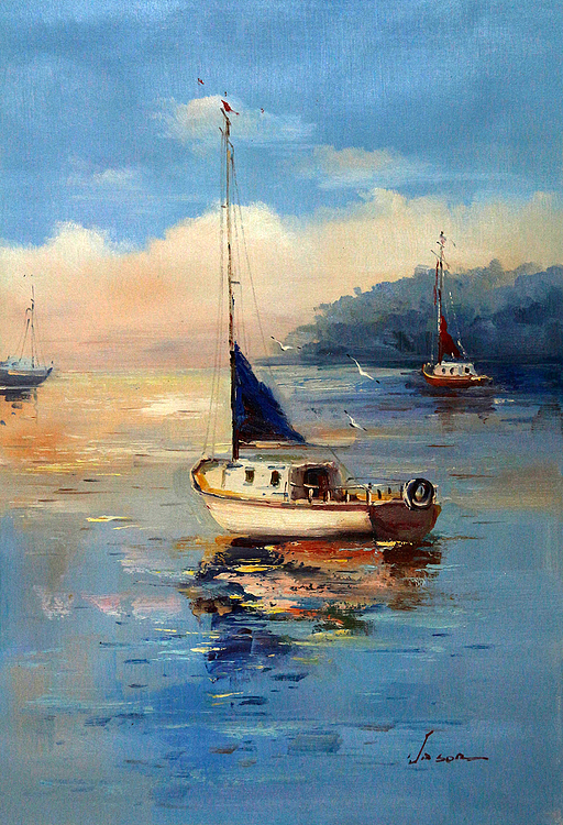 《蔚蓝的海平面》张远超 风景 油画