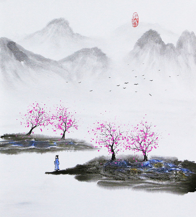 《三月桃花》(限时特惠山水精品!) 精品 油画 油画