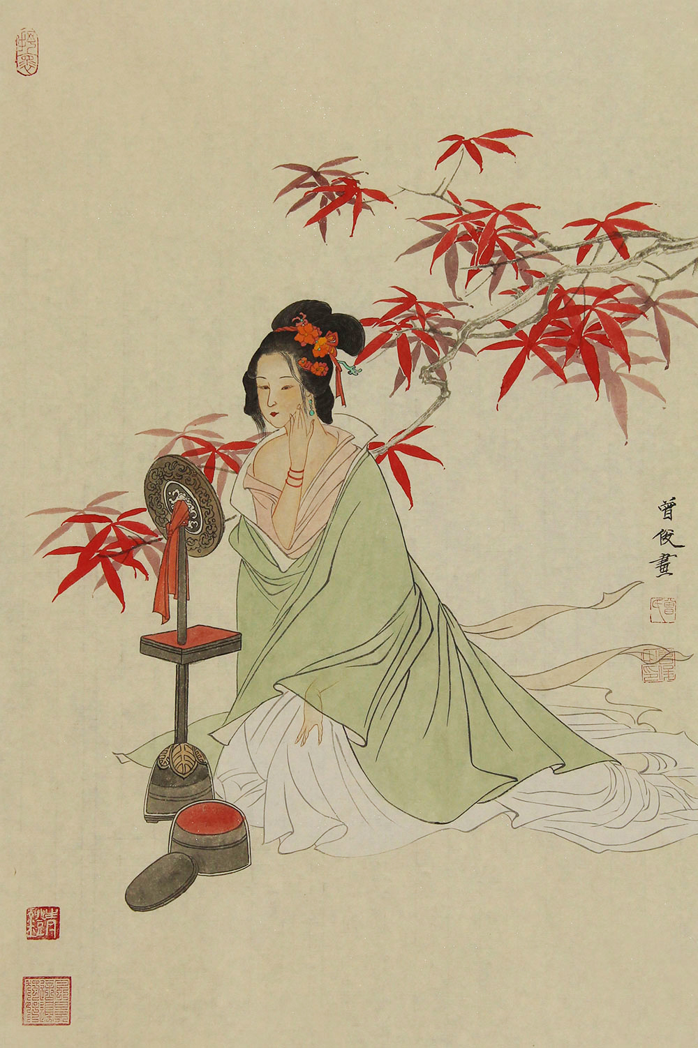 曾俊人物画作品赏析 | 把人物描绘得出神入化,非常具有美感和禅意感