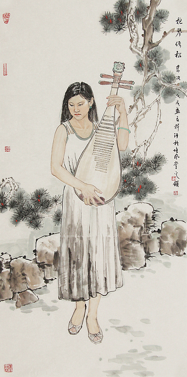 中国美术家协会会员 王定锁 人物 国画