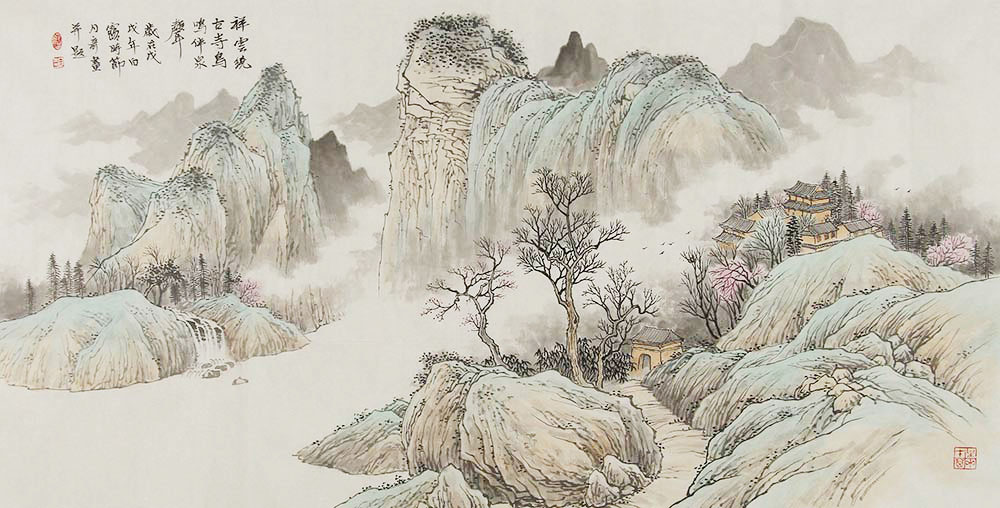张月奇山水画作品赏析 | 梵音缭绕 宛若仙境【博宝·资讯】