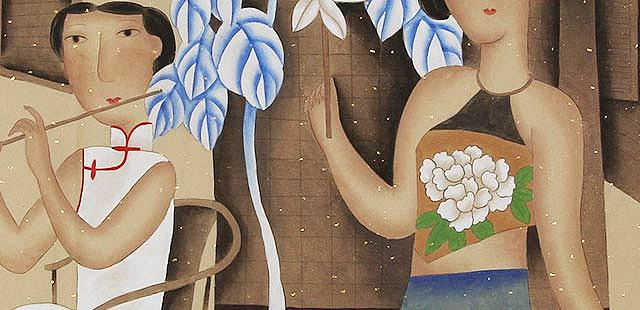 当代著名画家 梁丹 人物 国画