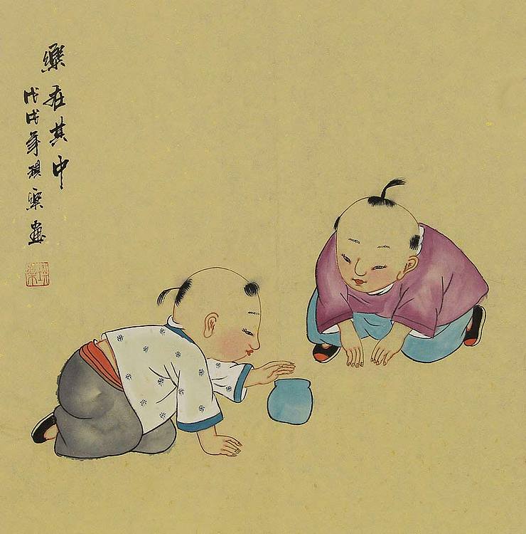 国画 > 当代著名美女画家 魏琪乐 童子 国画
