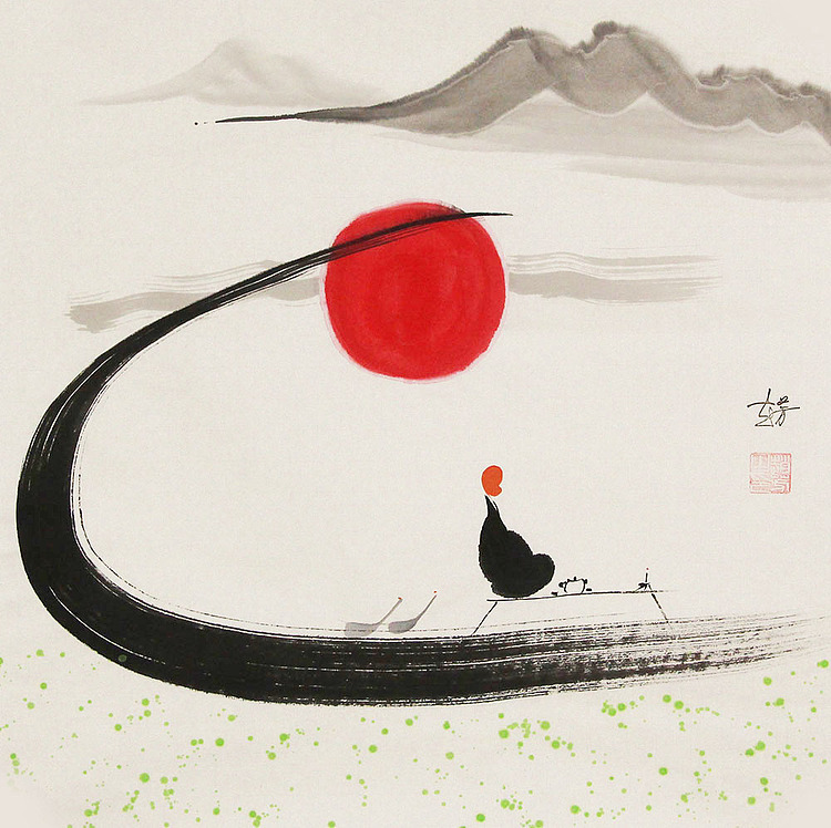 赵芳 人物禅意 国画