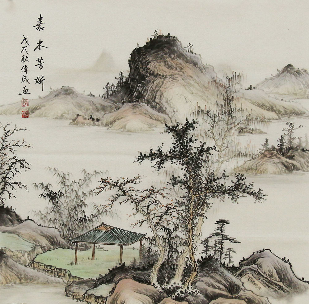 李伟成山水画作品赏析 | 绘画古典人物在山水中的状态