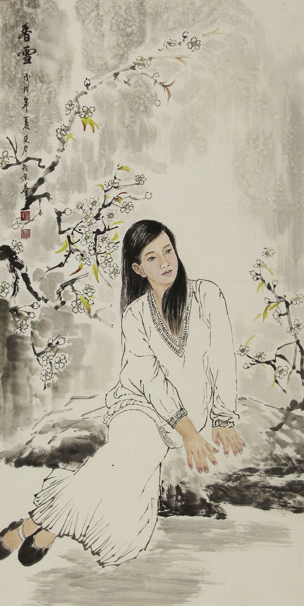 河南省美术家协会会员 宋廷军 人物 国画 137*70cm