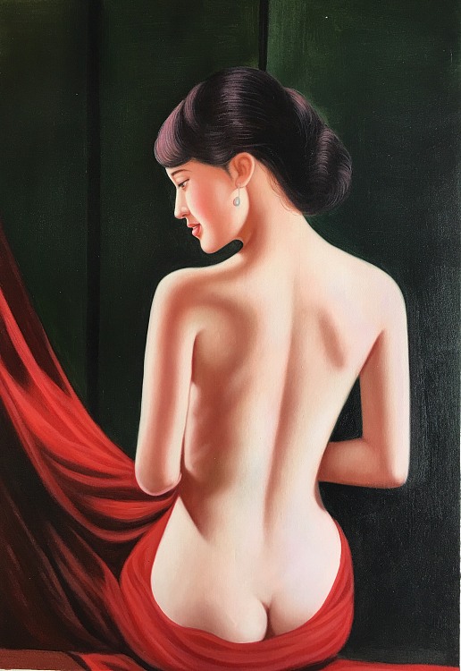 张嘉应手绘油画作品《人体系列之一》