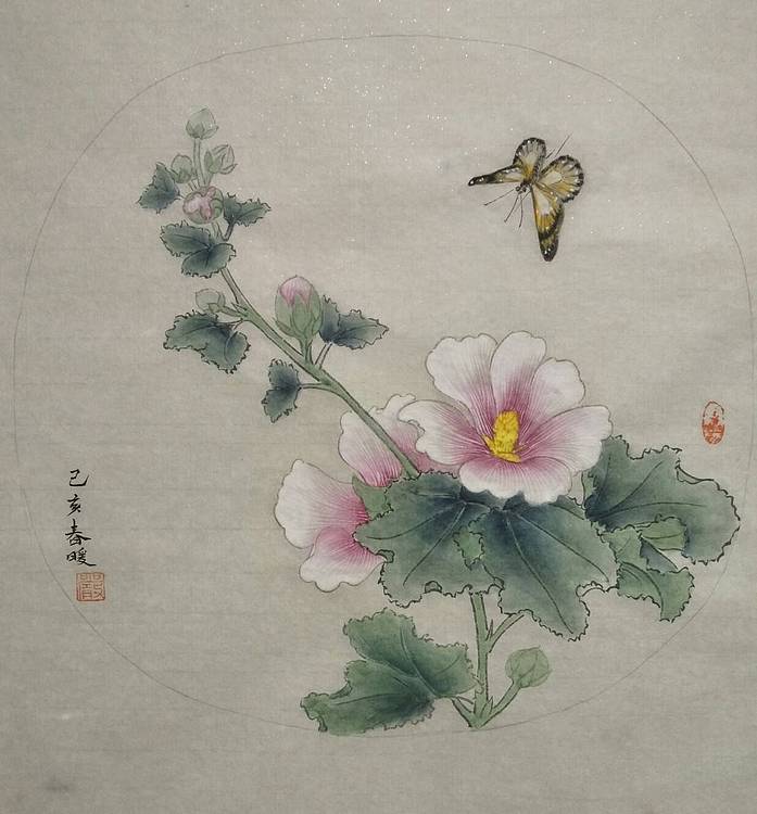 工笔花卉小品秋葵-国画-艺品万家