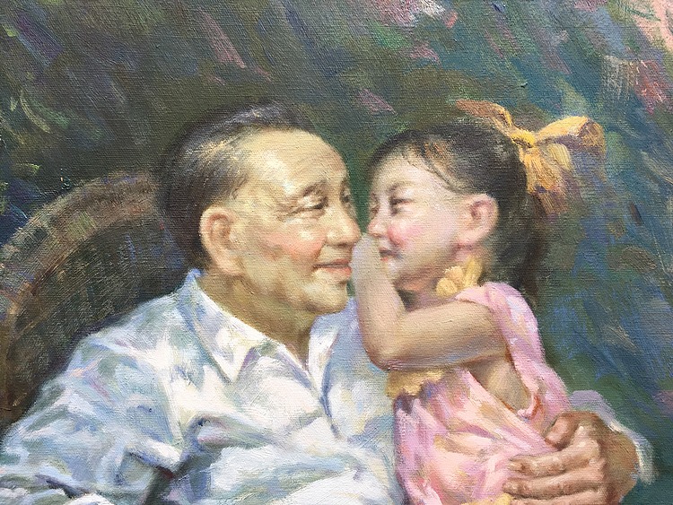黄振能手绘油画作品《慈爱》