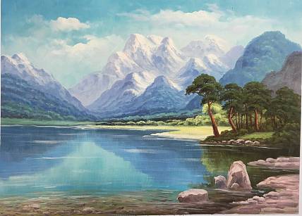 风景油画作品《湖光山色》50