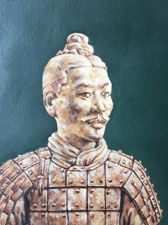 陈一茗真迹,手绘作品《兵马俑》