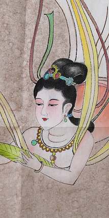 国家一级美术师 李华 写意兼工画 三尺飞天图