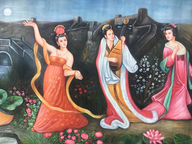 北京东方油画创作院副院长 陈一茗真迹,手绘作品 《 四大美女》