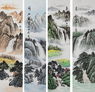 林宏山水四条屏