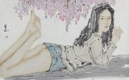 文化部中国画学会会员 刘向明 人物 国画