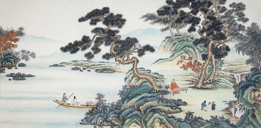 博宝·资讯 | 吕翠霞国画山水作品赏析:强调色彩渲染,体现古人乐山乐