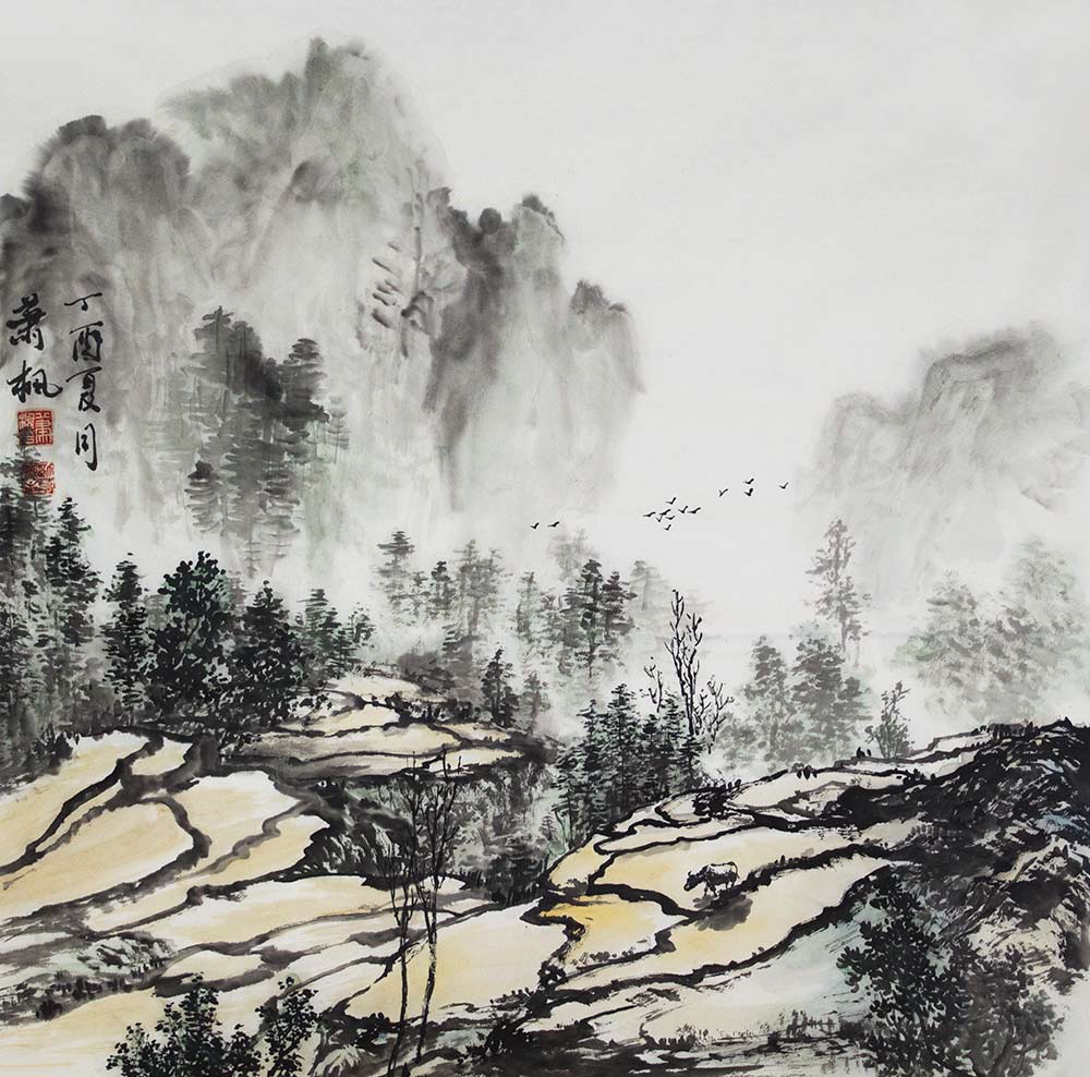 肖飞国画山水作品赏析:饱含画家情感,具有清新雅韵