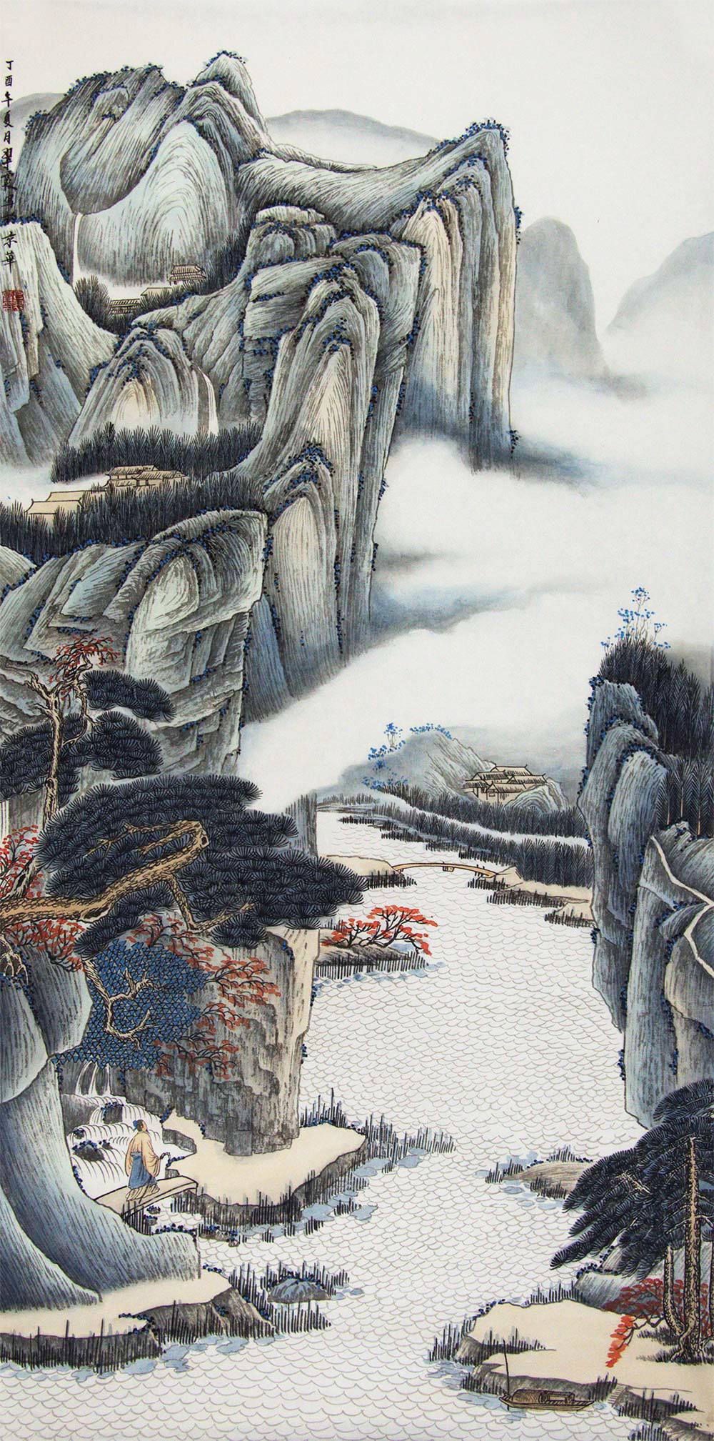 吕翠霞山水画赏析:以绣花功夫绘就的艺术精品