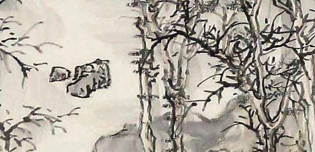 当代著名画家 黄为好 雪霁渡寒江
