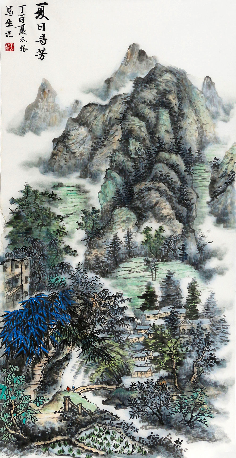 田太银山水画作品赏析:绿水青山的标志性画面