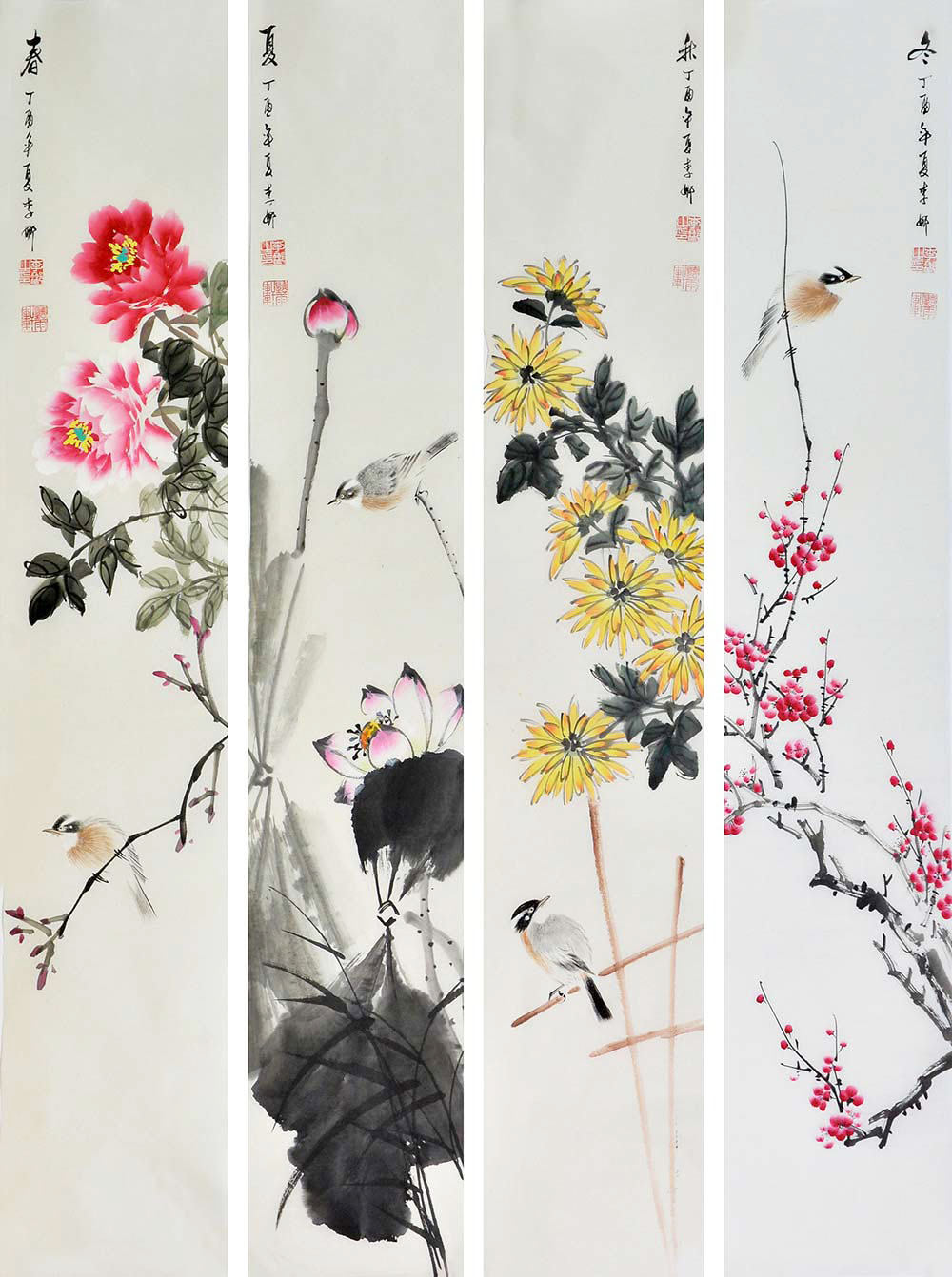 博宝·资讯 | 李娜国画花鸟作品赏析:四季变换 生机盎然