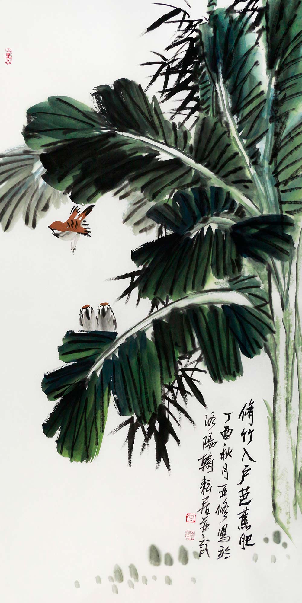 博宝·资讯 郭亚修国画花鸟画作品赏析:清风传鸟语,墨竹添雅韵