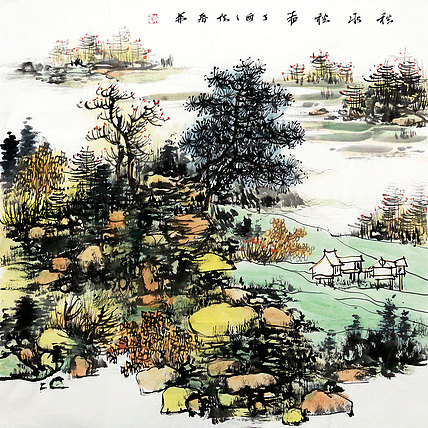 当代著名画家 卫春弟 山水 国画