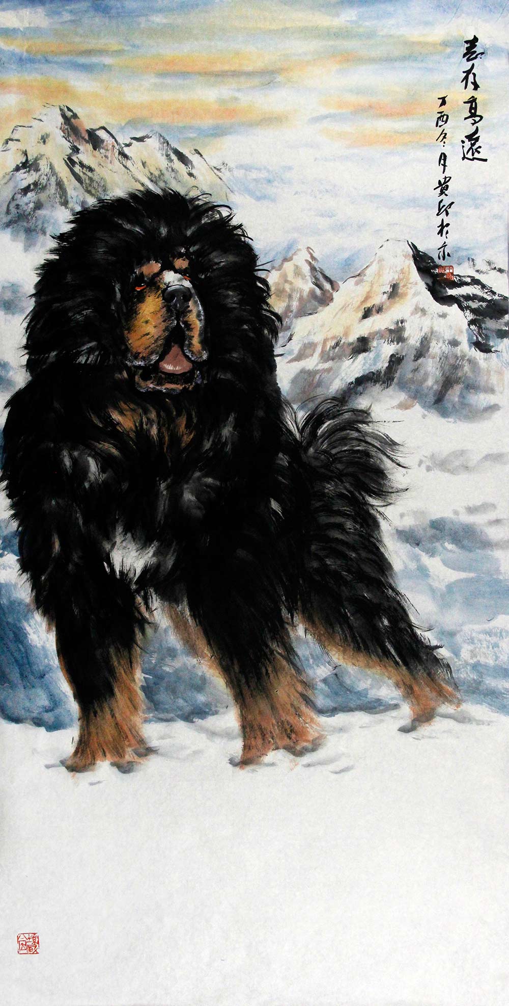 王贵邱藏獒作品赏析 | 满纸豪情,荡气回肠,桀骜不驯的英雄精神跃然纸