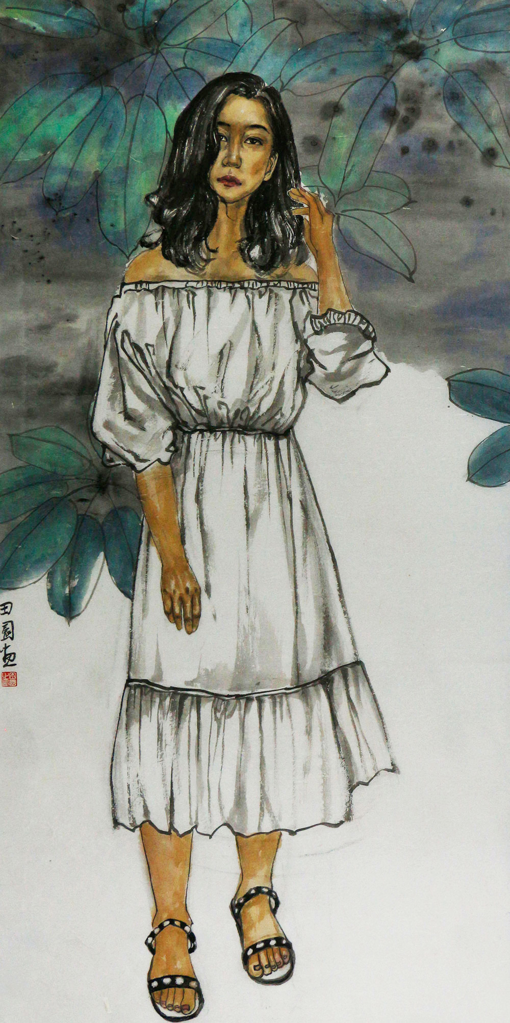 博宝·资讯 | 田园国画人物作品赏析:展现女子青春光彩和魅力,以及