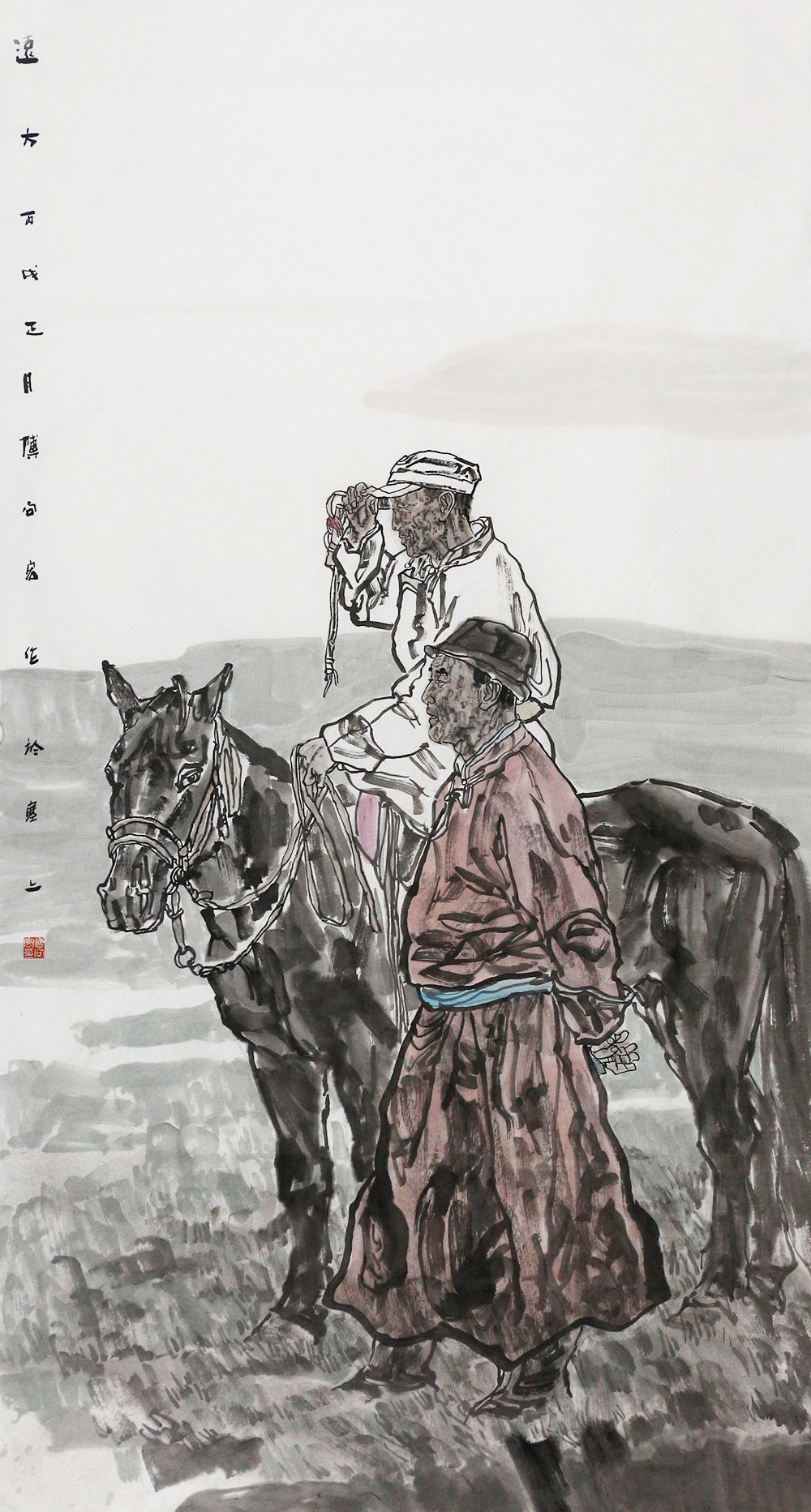 付向宏人物画作品赏析 | 生动形象,笔墨凝练,漠北风情,韵味十足【博宝