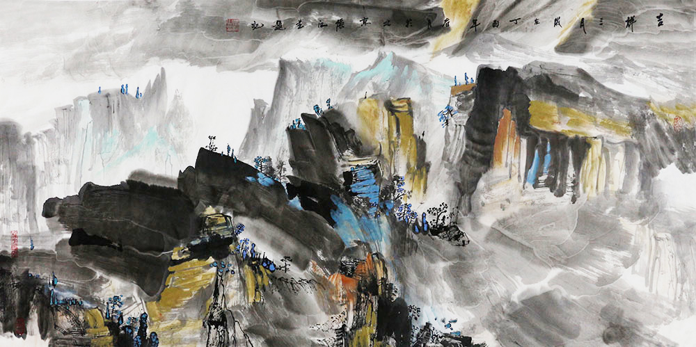 张江山水画作品赏析 | 线面结合 色墨交融【博宝·资讯】