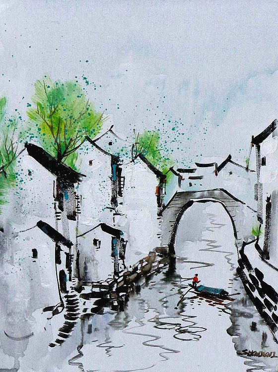 江西街景   李少建   意境油画 纯手绘布面油画创作
