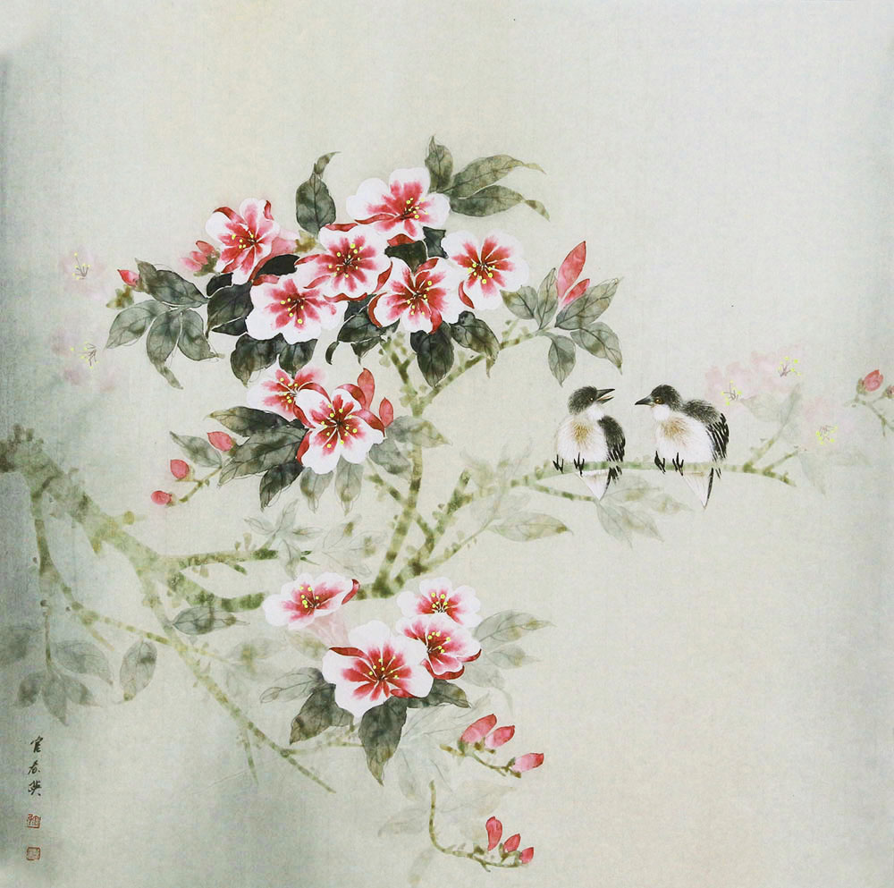 官春英花鸟画作品赏析 | 构图细腻 独具匠心【博宝·资讯】