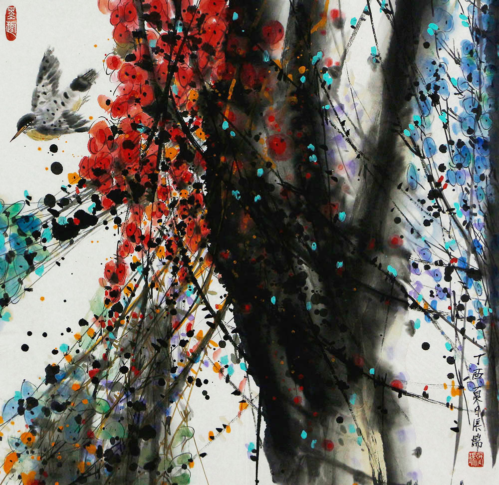 博宝·资讯 | 张瑞国画花鸟作品赏析:笔墨写意,浓淡相映,色彩天成