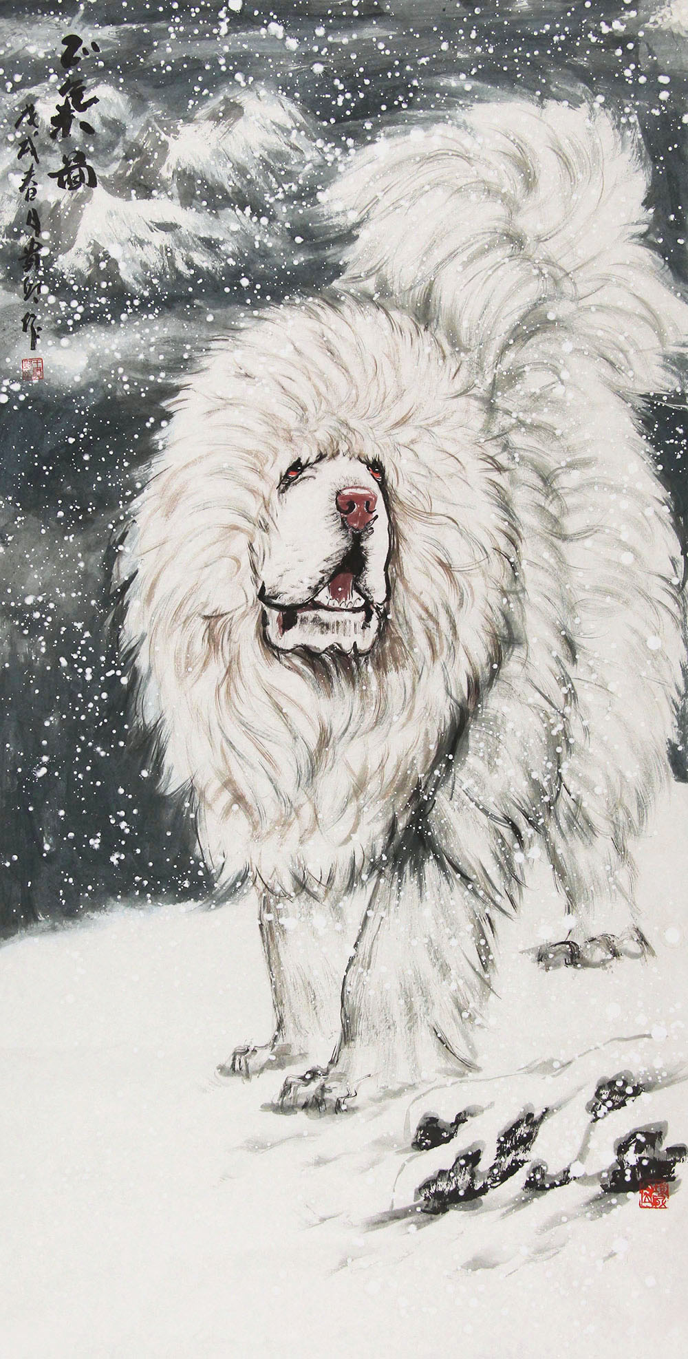 博宝·资讯 | 王贵邱国画藏獒作品赏析:镇宅旺财,独领雄风