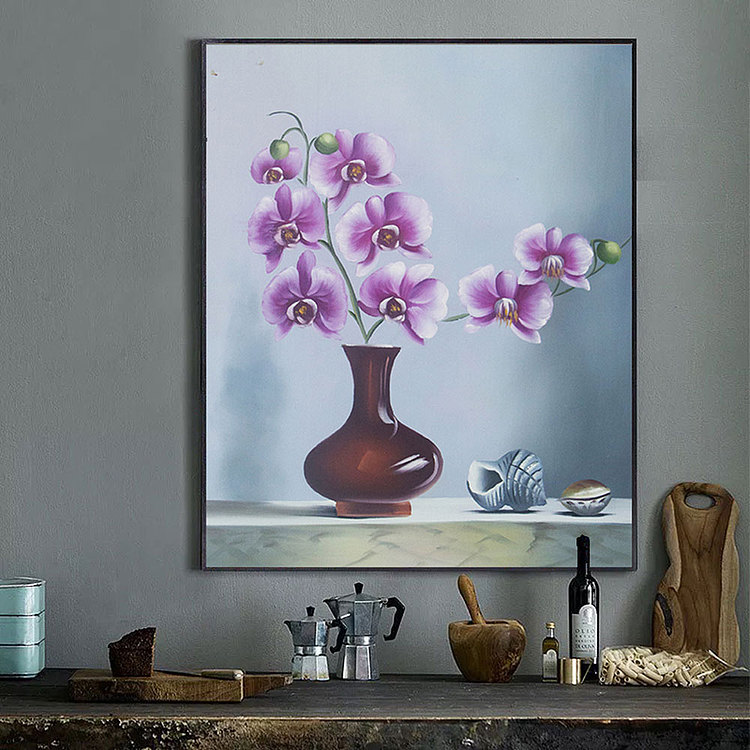 0B 《静物&mdash;&mdash;优雅兰花》当代油画家 王露露  甄选精品油画