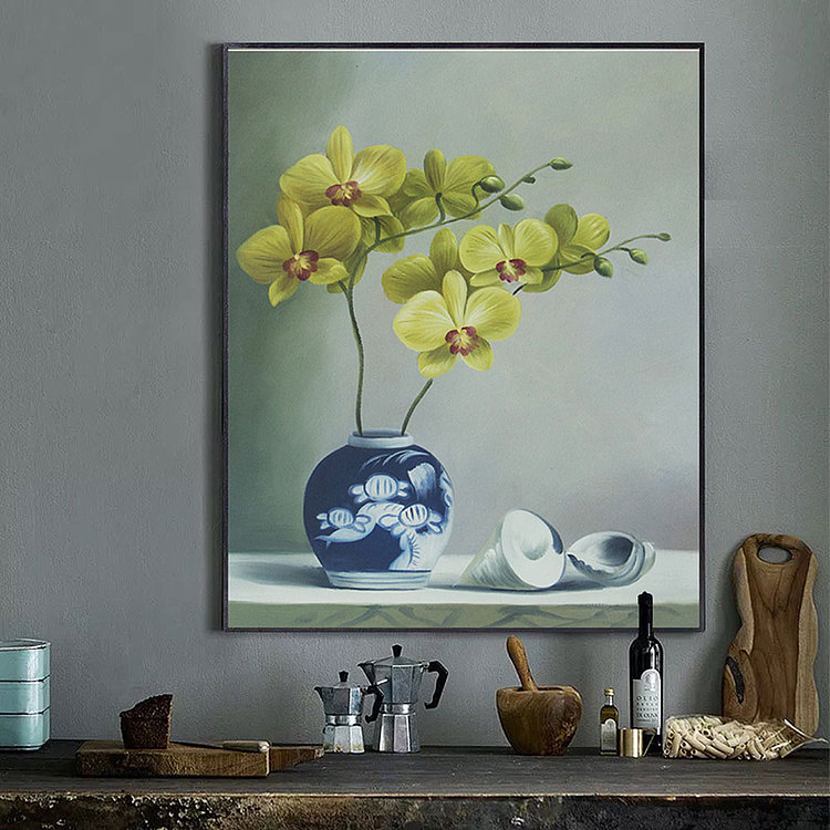 《静物&mdash;&mdash;优雅兰花》当代油画家 王露露  甄选精品油画