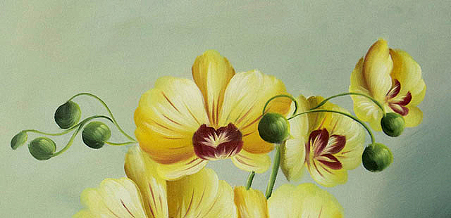 0B 《静物&mdash;&mdash;优雅兰花》当代油画家 王露露  甄选精品油画
