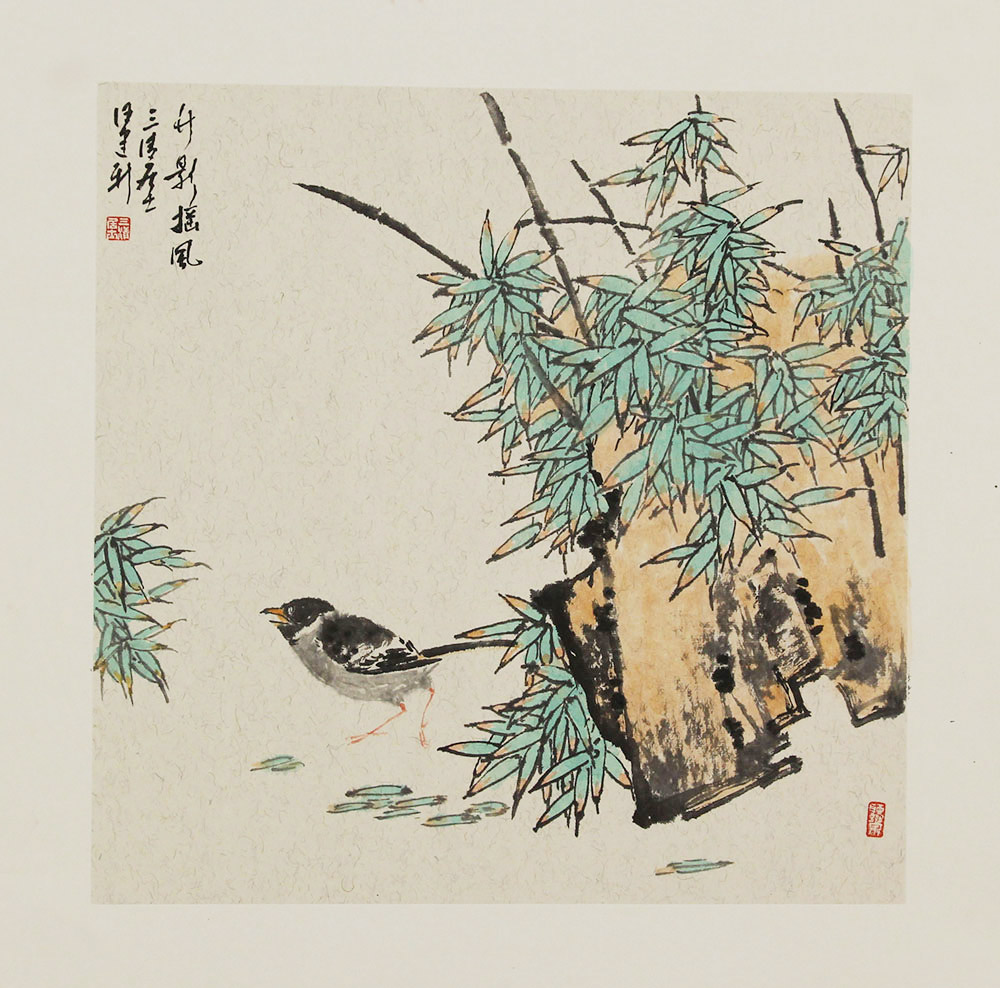 汪建新国画花鸟作品赏析 | 鸟鸣声声,竹影幽幽【博宝·资讯】