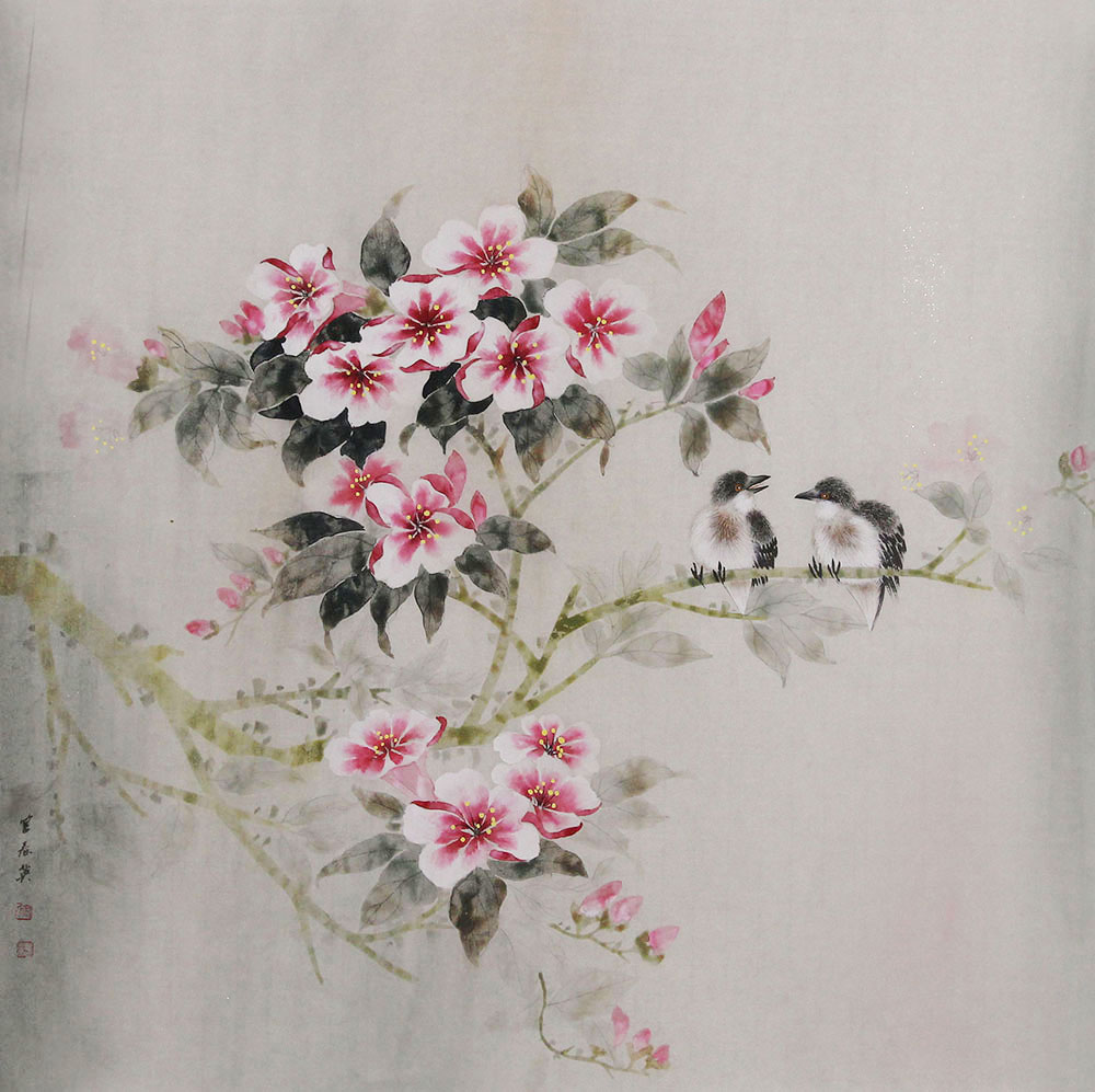 官春英花鸟画作品赏析 | 鸟语花香 祝福绵长【博宝