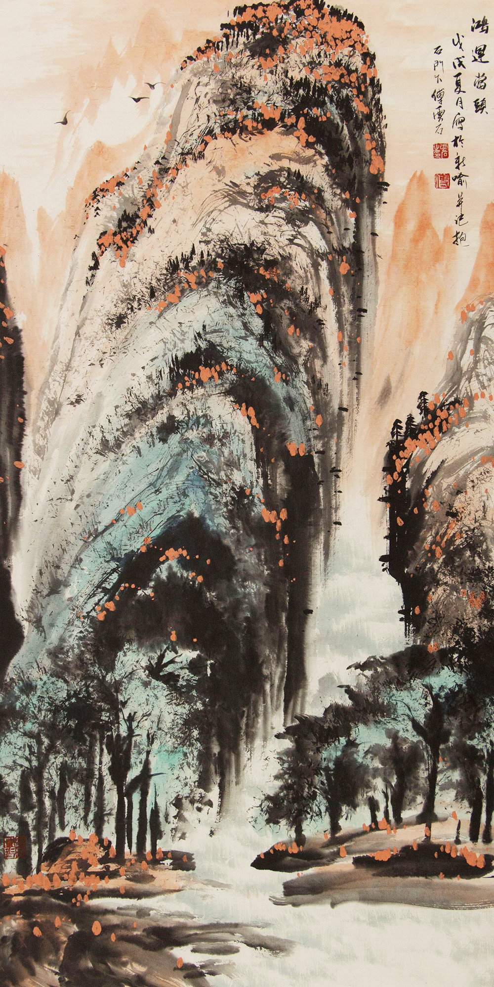 傅云石山水画作品赏析 | 激情燃烧的岁月,色彩渲染的激情【博宝·资讯