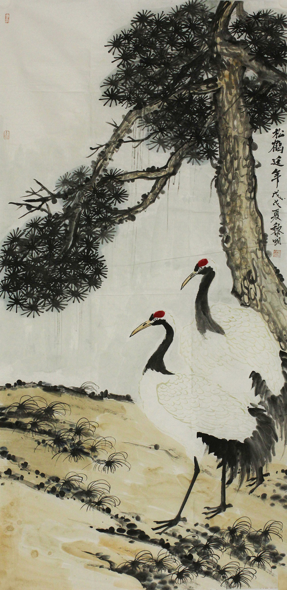 詹黎明花鸟画作品赏析 | 飘逸清雅 瑞鹤呈祥【博宝·资讯】