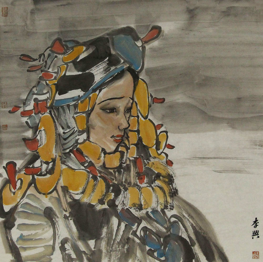 李兴人物画作品赏析 | 以形写神,形神兼备,明快大方,真实淳朴【博宝